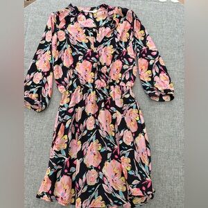 Lush Women’s Dress with Pink and Yellow Floral Design